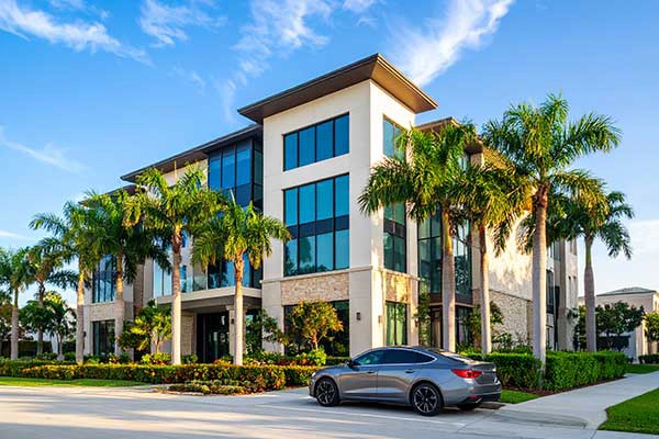 BicRea office building at 4360 Winners Circle in Sarasota, Florida, showing modern professional architecture